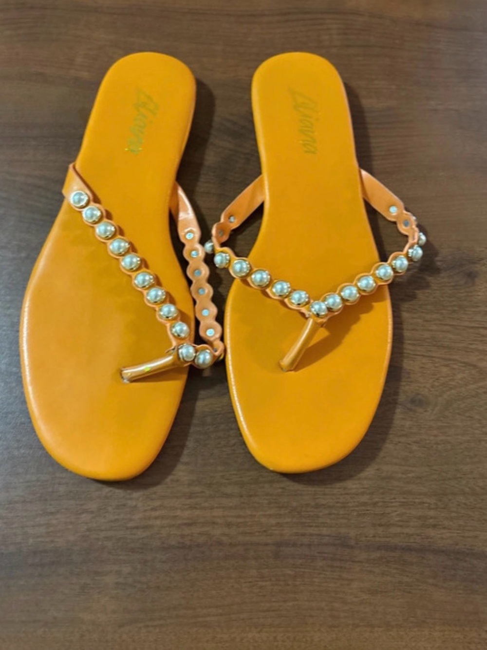 Women’s Orange Embellished Thong Sandals - Brand: